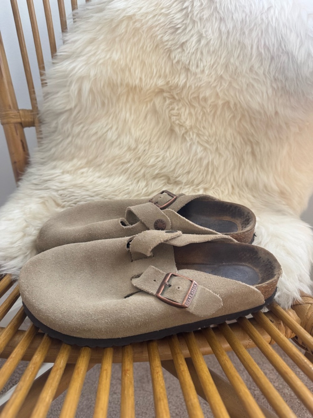 Birkenstock Boston Taupe Suede | Size 37